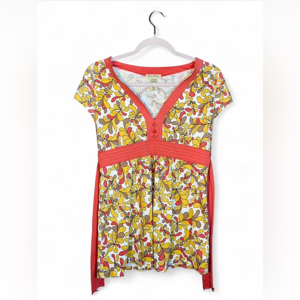 Colorful Floral Dress with Red Accents